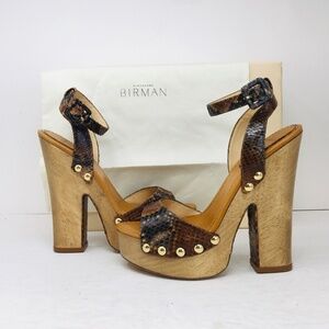 Alexandre Birmon Women’s Zoe Python Embossed Leather & Wood Platform Sandal 7 M
